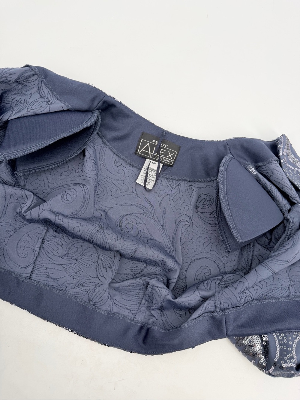 Alex Evenings Jacket Dress Womens 6P Petite 2 Pc Set Blue-gray Sparkle Cocktail - Picture 11 of 14